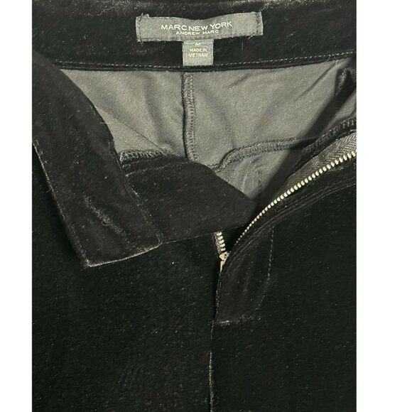 Medium BLACK VELVET BOOTCUT PANTS 30” High Rise Marc VELOUR NEW YORK ANDREW MARC - Picture 5 of 9
